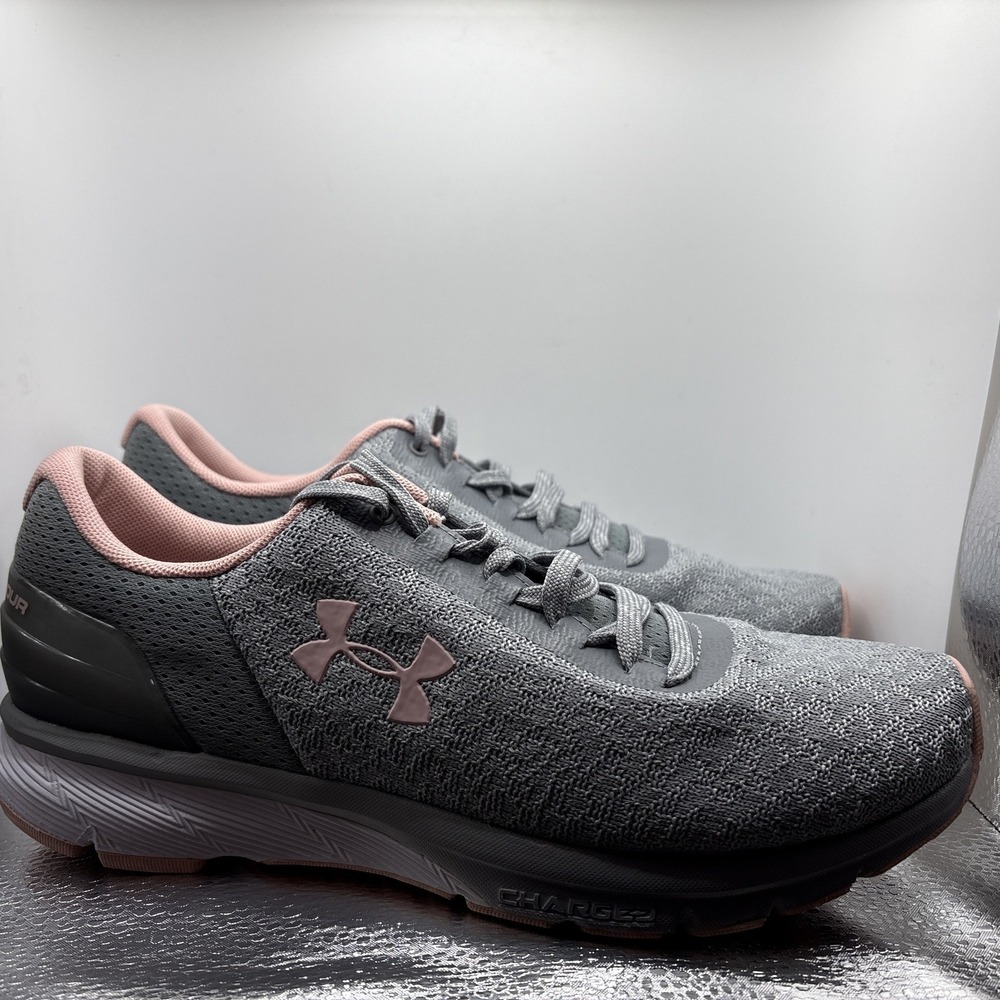 Size 9.5 - Under Armour Charged Escape Womens Gray And Light Pink Sneakers—CLEAN